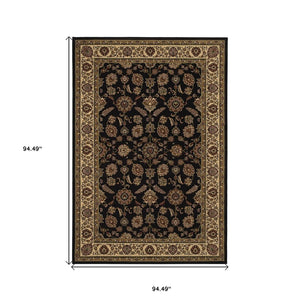 HomeRoots 6' Elegant Brown & Ivory Oriental Area Rug - Durable, Stain-Resistant Design for Timeless Style 8' Square 574172