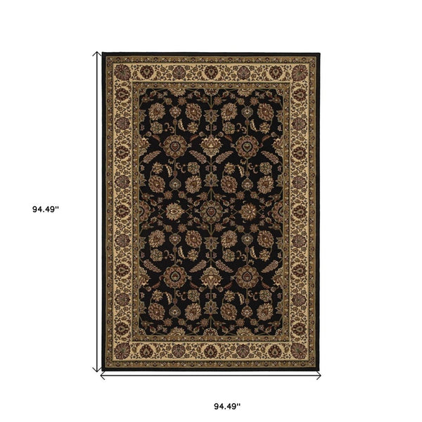 HomeRoots 6' Elegant Brown & Ivory Oriental Area Rug - Durable, Stain-Resistant Design for Timeless Style 8' Square 574172