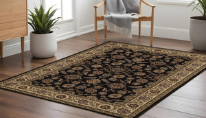 HomeRoots 6' Elegant Brown & Ivory Oriental Area Rug - Durable, Stain-Resistant Design for Timeless Style 8' Square 574172