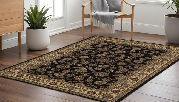 HomeRoots 6' Elegant Brown & Ivory Oriental Area Rug - Durable, Stain-Resistant Design for Timeless Style 8' Square 574172