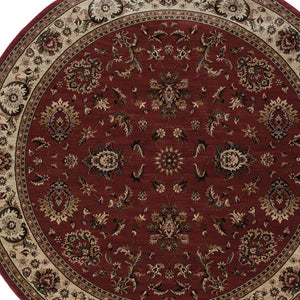 HomeRoots 6' Elegant Oriental Rug in Red and Ivory – Durable, Stain-Resistant Design for Busy Homes 6' Round 574173