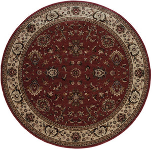 HomeRoots 6' Elegant Oriental Rug in Red and Ivory – Durable, Stain-Resistant Design for Busy Homes 8' Round 574174