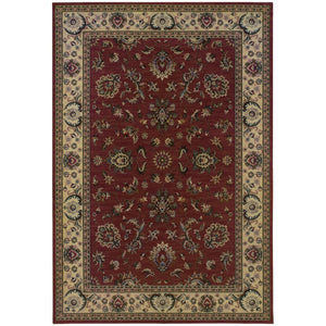 HomeRoots 6' Elegant Oriental Rug in Red and Ivory – Durable, Stain-Resistant Design for Busy Homes 8' Square 574175