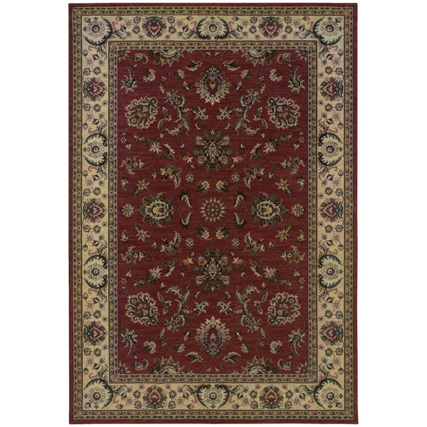 HomeRoots 6' Elegant Oriental Rug in Red and Ivory – Durable, Stain-Resistant Design for Busy Homes 8' Square 574175