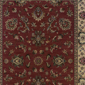 HomeRoots 6' Elegant Oriental Rug in Red and Ivory – Durable, Stain-Resistant Design for Busy Homes 8' Square 574175