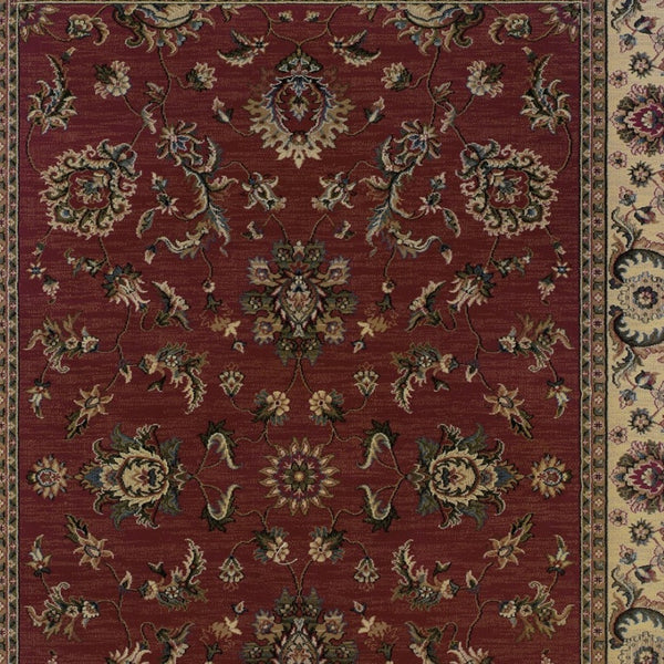HomeRoots 6' Elegant Oriental Rug in Red and Ivory – Durable, Stain-Resistant Design for Busy Homes 8' Square 574175