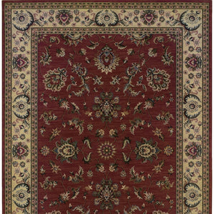 HomeRoots 6' Elegant Oriental Rug in Red and Ivory – Durable, Stain-Resistant Design for Busy Homes 8' Square 574175