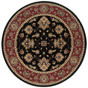 HomeRoots 6' Floral Ivory, Red & Black Rug - Durable, Stain-Resistant Design for High-Traffic Spaces & Style 8' Round 574189