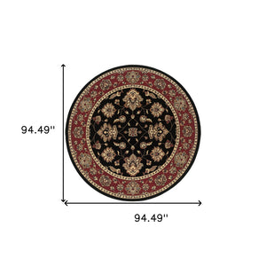 HomeRoots 6' Floral Ivory, Red & Black Rug - Durable, Stain-Resistant Design for High-Traffic Spaces & Style 8' Round 574189