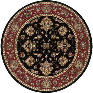 HomeRoots 6' Floral Ivory, Red & Black Rug - Durable, Stain-Resistant Design for High-Traffic Spaces & Style 8' Round 574189