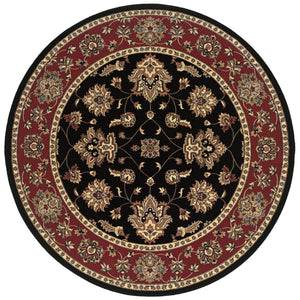 HomeRoots 6' Floral Ivory, Red & Black Rug - Durable, Stain-Resistant Design for High-Traffic Spaces & Style 8' Round 574189