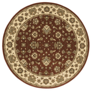 HomeRoots 6' Floral Red and Ivory Round Rug - Durable, Elegant Design for Living Spaces and High-Traffic Areas 6' Round 574191