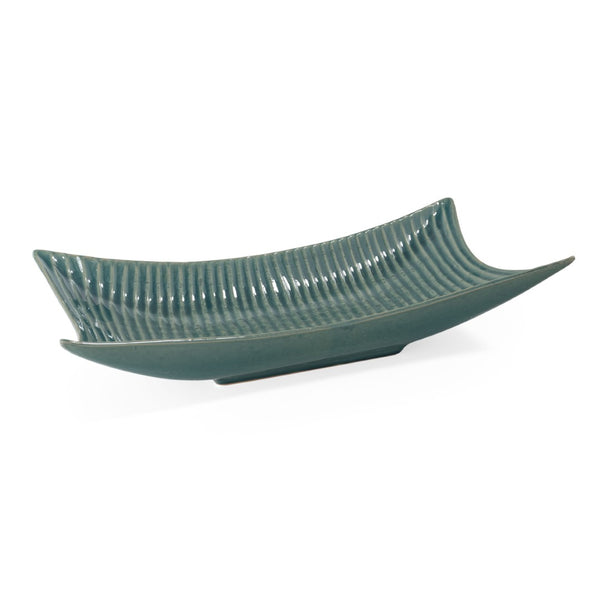 HomeRoots 20" Blue and Green Ceramic Vanity Tray - Elegant Home Decor for Organizing Jewelry, Gifts & More! 574194