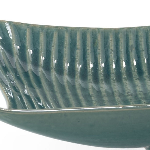 HomeRoots 20" Blue and Green Ceramic Vanity Tray - Elegant Home Decor for Organizing Jewelry, Gifts & More! 574194