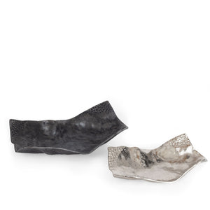 HomeRoots Set of Two Gray and Silver Metal Vanity Trays for Elegant Home Decor & Functional Organization 574195