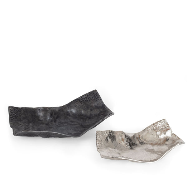 HomeRoots Set of Two Gray and Silver Metal Vanity Trays for Elegant Home Decor & Functional Organization 574195