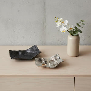 HomeRoots Set of Two Gray and Silver Metal Vanity Trays for Elegant Home Decor & Functional Organization 574195