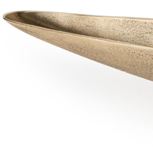 Homeroots 40" Gold Boat Metal Vanity Tray - Elegant Decorative Centerpiece For Home, Durable & Versatile Design   574196
