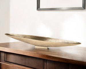 Homeroots 40" Gold Boat Metal Vanity Tray - Elegant Decorative Centerpiece For Home, Durable & Versatile Design   574196