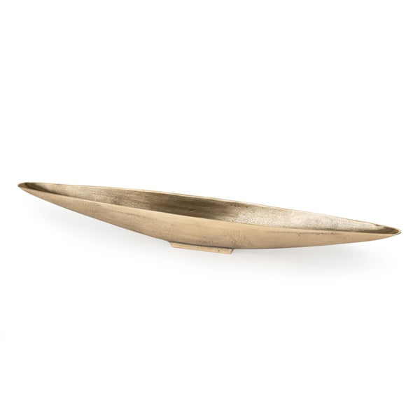 HomeRoots 40" Gold Boat Metal Vanity Tray – Elegant Decorative Centerpiece for Modern & Glam Interiors 574196