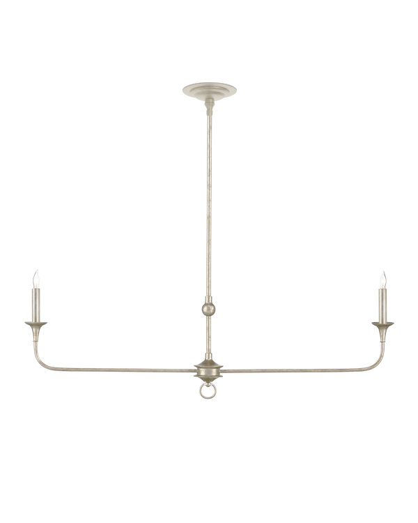 Currey & Company Nottaway Linear Champagne Chandelier - Elegant Design, Adjustable Height, Perfect For Dining & Kitchen Silver Wrought Iron 9000-1312-currey-company