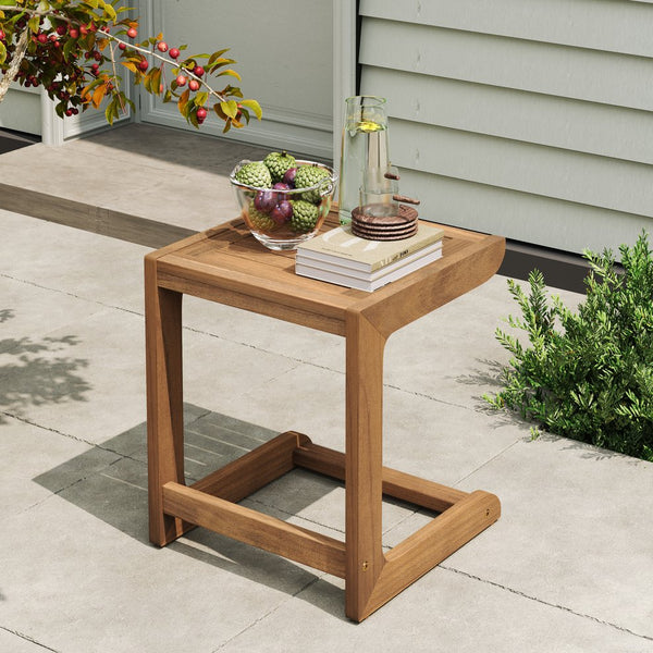 English Elm Christopher Knight Home® - Ashwell Acacia Wood Side Table Teak C-Shape Minimalist Sofa End Table Portable Workspace, Durable N775P278102T