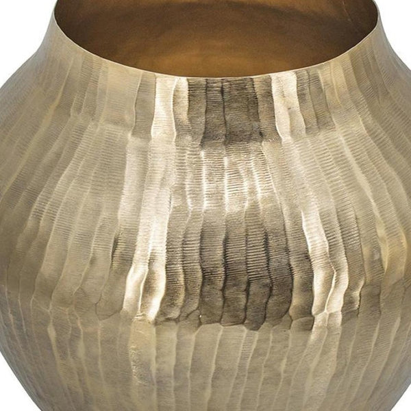 HomeRoots 11" Gold Aluminum Round Table Vase - Mid-Century Modern Accent for Floral Arrangements & Home Décor 574200
