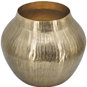 HomeRoots 11" Gold Aluminum Round Table Vase - Mid-Century Modern Accent for Floral Arrangements & Home Décor 574200
