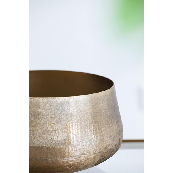 HomeRoots Set of Two Elegant Gold Aluminum Round Table Vases for Dried Florals – Vintage Mid-Century Charm! 574201