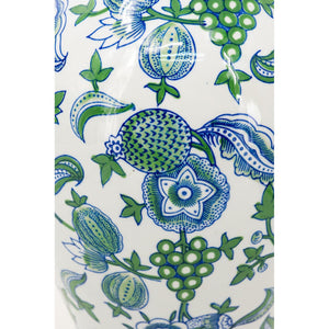 Homeroots 19" Elegant White And Blue Floral Porcelain Urn Vase - Stunning Table Decor For Any Space  Porcelain 574212