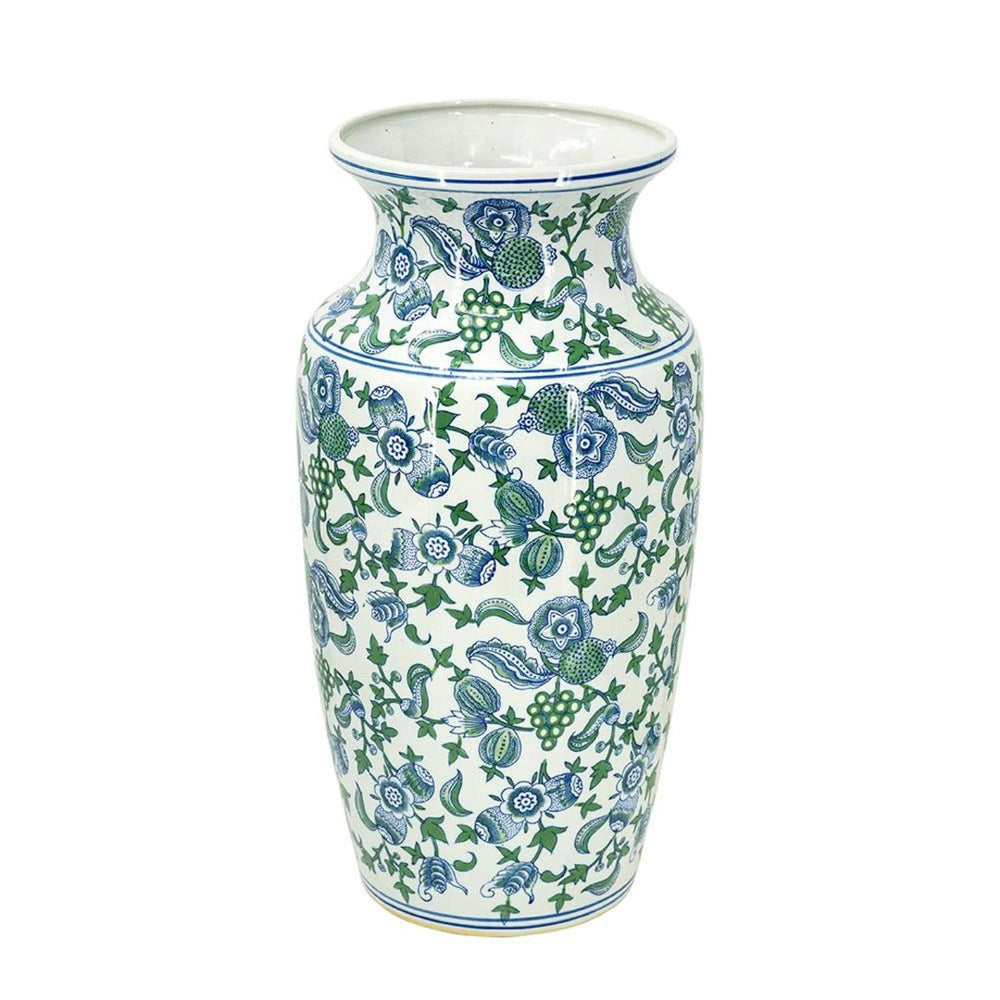 HomeRoots 24" Chinoiserie Porcelain Vase with Cherry Blossom Motif - Elegant Floral Centerpiece for Home Décor 574213