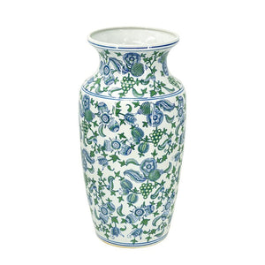 HomeRoots 24" Chinoiserie Porcelain Vase with Cherry Blossom Motif - Elegant Floral Centerpiece for Home Décor 574213