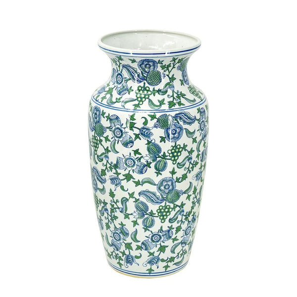 HomeRoots 24" Chinoiserie Porcelain Vase with Cherry Blossom Motif - Elegant Floral Centerpiece for Home Décor 574213