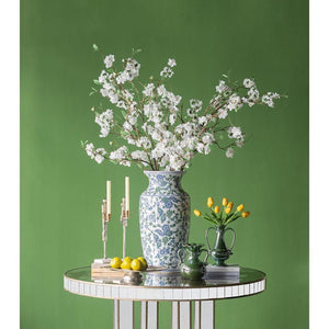 HomeRoots 24" Chinoiserie Porcelain Vase with Cherry Blossom Motif - Elegant Floral Centerpiece for Home Décor 574213