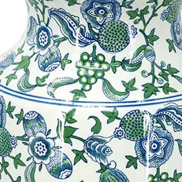 HomeRoots 24" Chinoiserie Porcelain Vase with Cherry Blossom Motif - Elegant Floral Centerpiece for Home Décor 574213