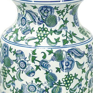 HomeRoots 24" Chinoiserie Porcelain Vase with Cherry Blossom Motif - Elegant Floral Centerpiece for Home Décor 574213