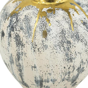 HomeRoots 12" Gray Ivory Gold Ceramic Table Vase - Modern Abstract Design for Elegant Home Décor & Gifts 574217