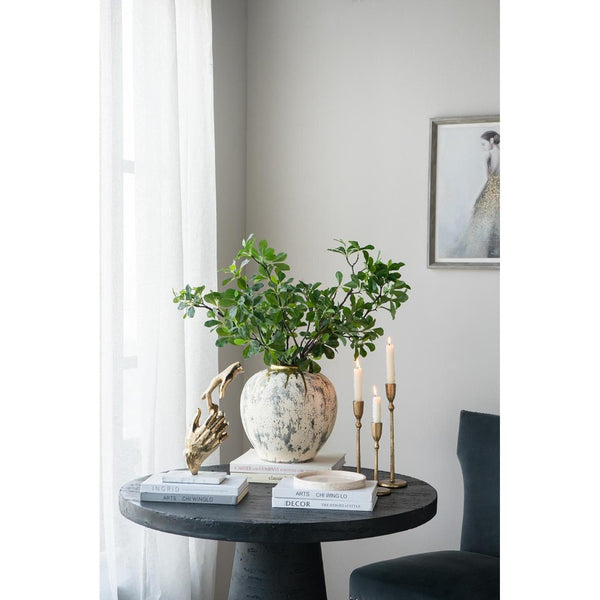 HomeRoots 12" Gray Ivory Gold Ceramic Table Vase - Modern Abstract Design for Elegant Home Décor & Gifts 574217