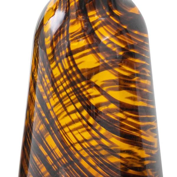 HomeRoots Set of Three Amber Swirl Glass Bottles with Stoppers – Stylish Decor for Any Space, Gift-Ready! 574229