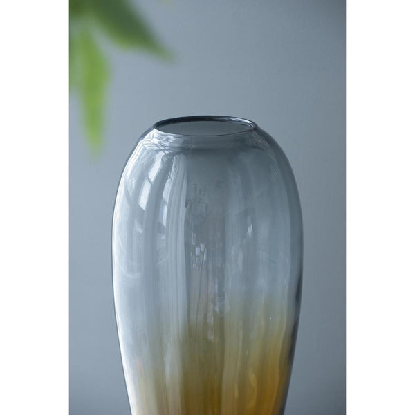 HomeRoots 19" Elegant Clear and Brown Ombre Glass Table Vase – Modern Home Décor Accent for Any Room 574231