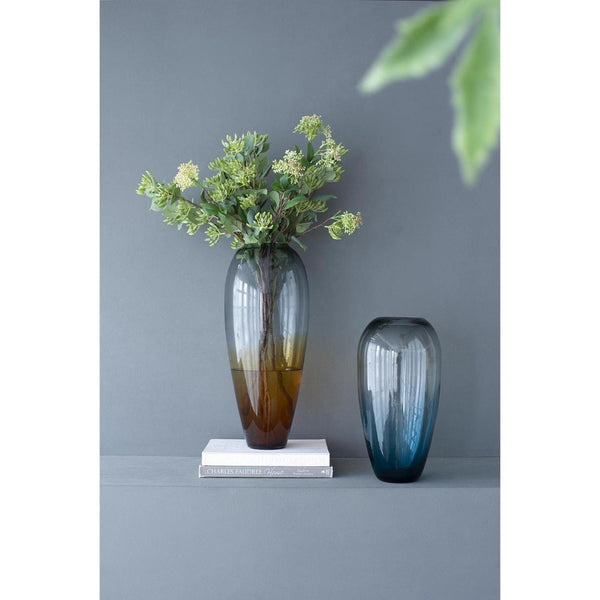 HomeRoots 19" Elegant Clear and Brown Ombre Glass Table Vase – Modern Home Décor Accent for Any Room 574231