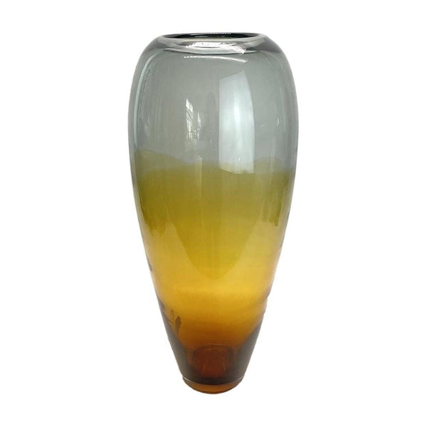 HomeRoots 19" Elegant Clear and Brown Ombre Glass Table Vase – Modern Home Décor Accent for Any Room 574231