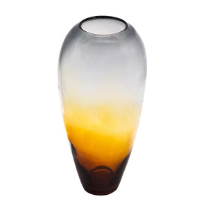 HomeRoots 19" Elegant Clear and Brown Ombre Glass Table Vase – Modern Home Décor Accent for Any Room 574231