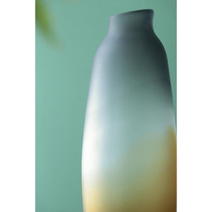 HomeRoots 17" Charcoal-Orange Ombre Glass Vase - Striking Modern Accent for Floral Arrangements & Decor 574232