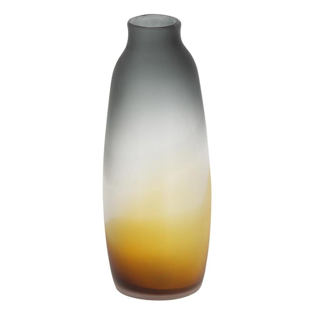 HomeRoots 17" Charcoal-Orange Ombre Glass Vase - Striking Modern Accent for Floral Arrangements & Decor 574232