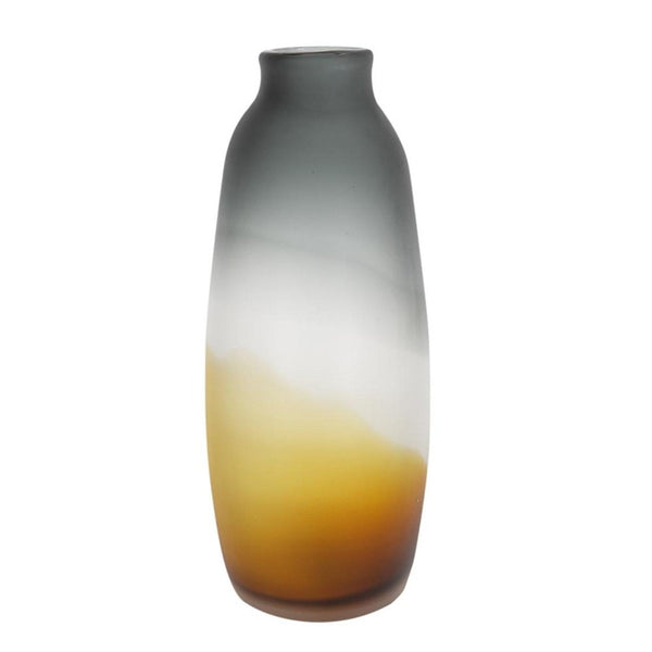 HomeRoots 17" Charcoal-Orange Ombre Glass Vase - Striking Modern Accent for Floral Arrangements & Decor 574232