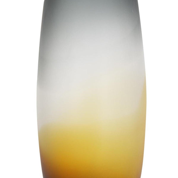 HomeRoots 17" Charcoal-Orange Ombre Glass Vase - Striking Modern Accent for Floral Arrangements & Decor 574232