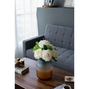 HomeRoots 11" Charcoal-Orange Ombre Glass Vase - Stylish Round Decor for Flowers, Gifts & Home Accents 574234