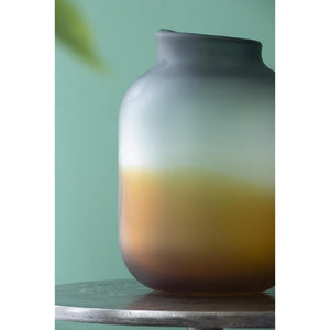 HomeRoots 11" Charcoal-Orange Ombre Glass Vase - Stylish Round Decor for Flowers, Gifts & Home Accents 574234