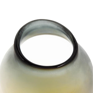 HomeRoots 11" Charcoal-Orange Ombre Glass Vase - Stylish Round Decor for Flowers, Gifts & Home Accents 574234